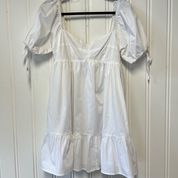 &Merci White Puff Sleeve Dress size large - Picture 1 of 7